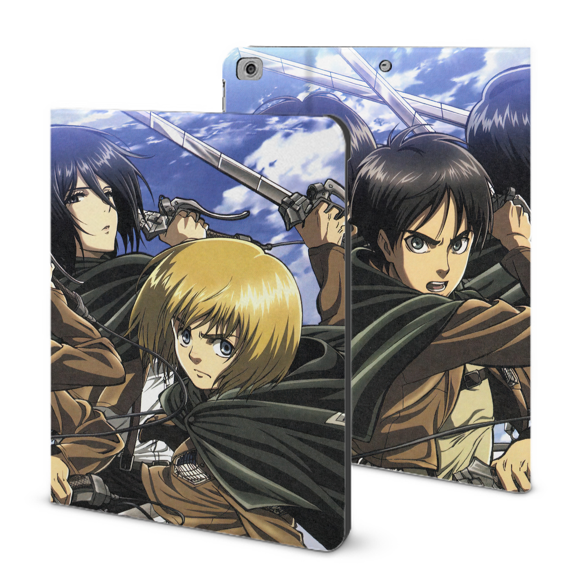 （画像用） 進撃の巨人 Attack on Titan IPad ケース ブック型 PUレザー TPU 耐衝撃 軽量 薄型 ペン収納なし 全面保護 IPad 各モデル対応